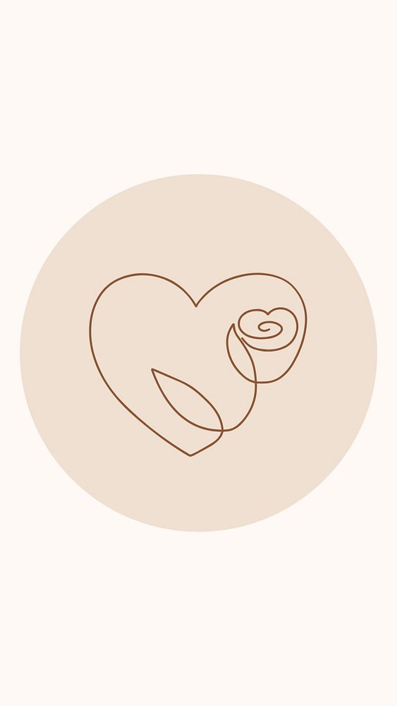 Self love brown Instagram story highlight cover, line art icon illustration