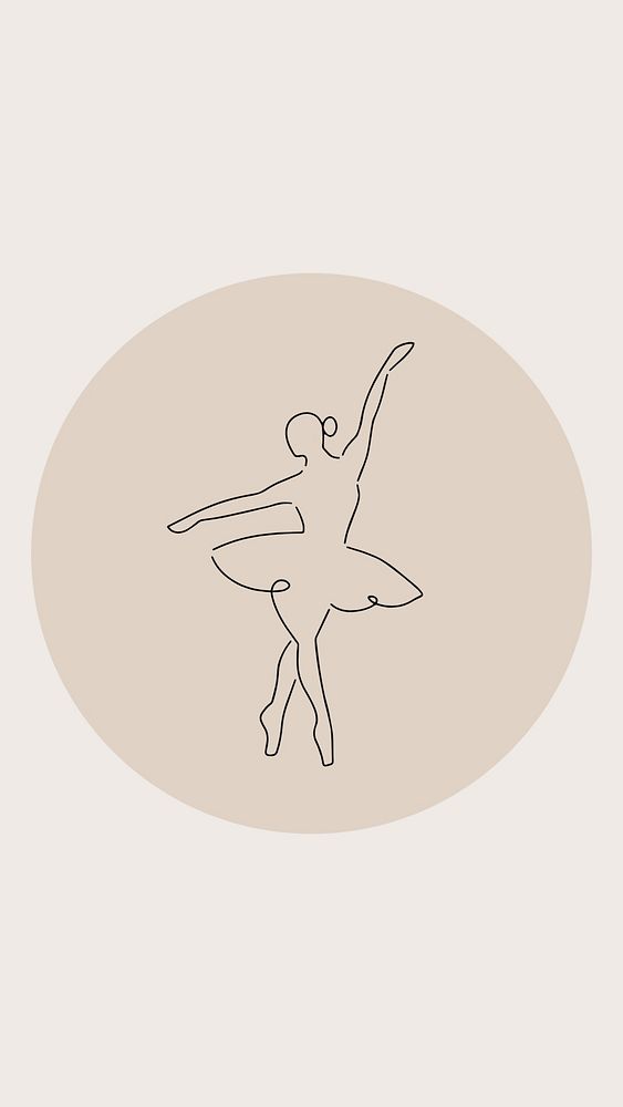 Ballet brown Instagram story highlight cover, line art icon illustration