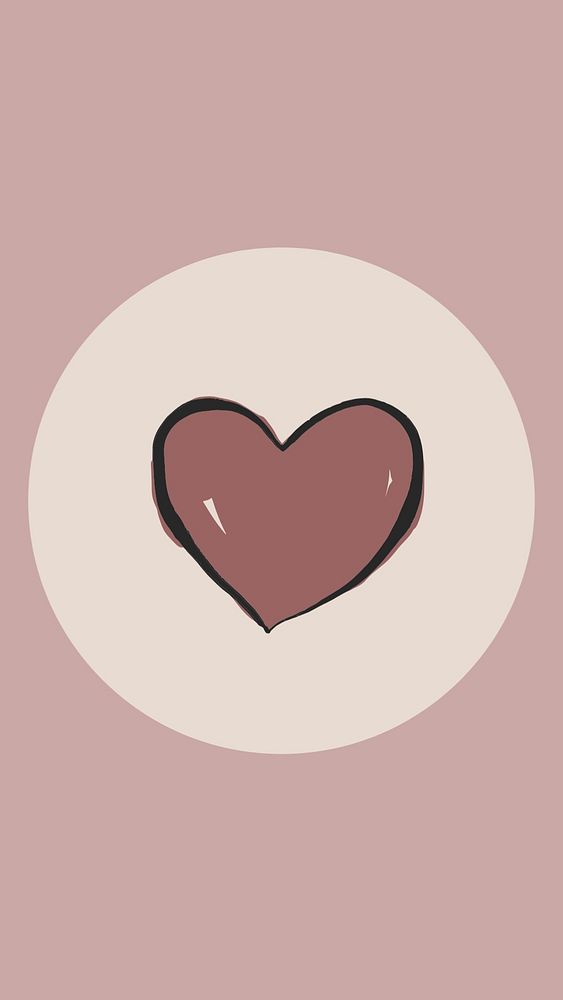 Heart feminine Instagram story highlight cover, line art icon illustration