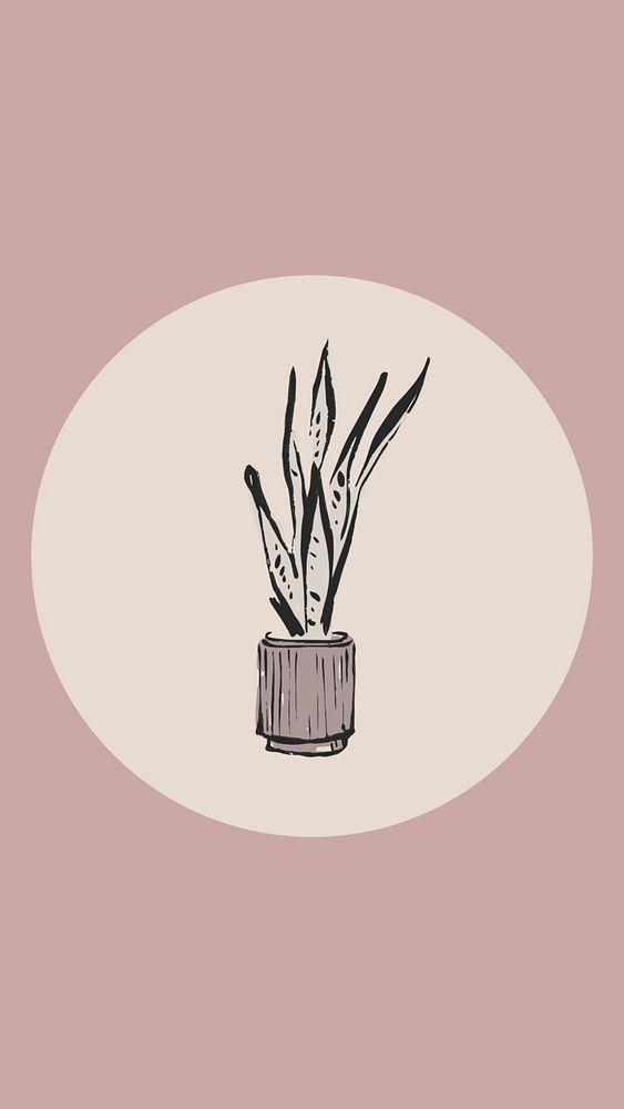 Plant feminine Instagram story highlight cover, line art icon illustration