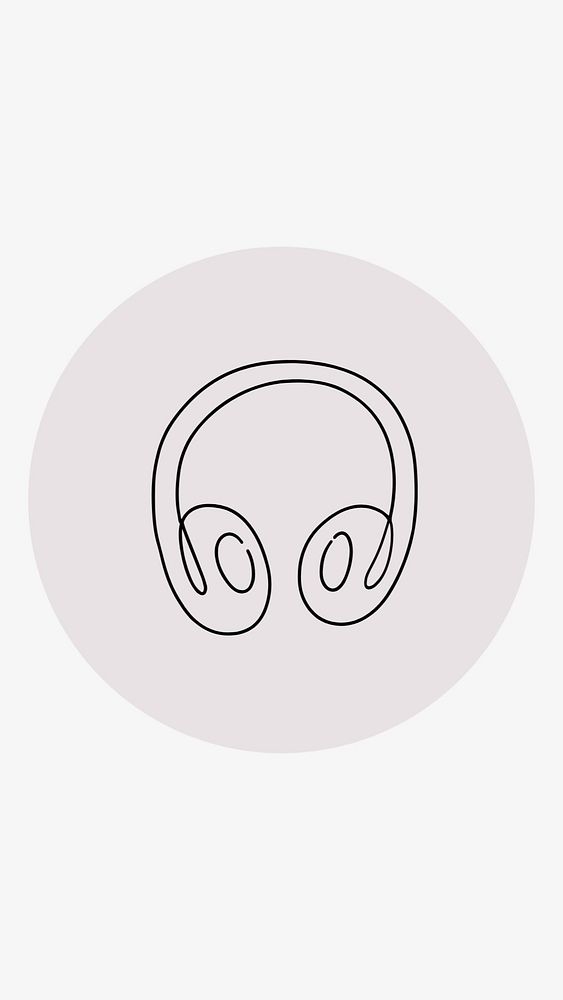 Music pink Instagram story highlight cover, line art icon illustration