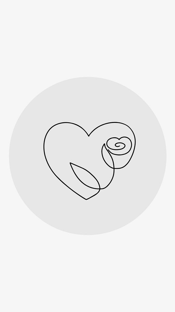 Self love gray Instagram story highlight cover, line art icon illustration