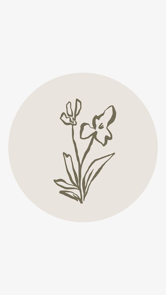 Plant brown Instagram story highlight cover, line art icon illustration