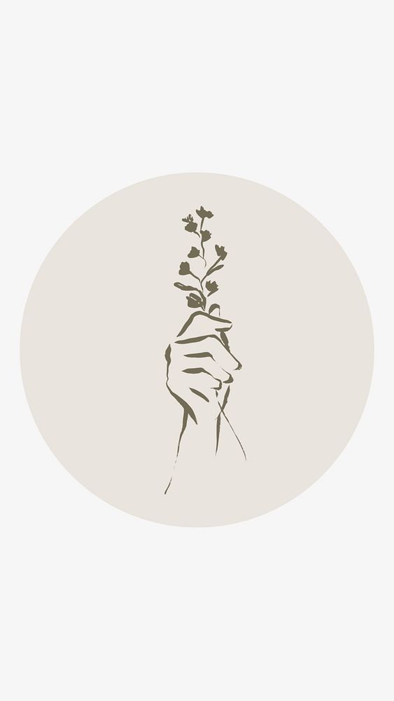 Plant brown Instagram story highlight cover, line art icon illustration