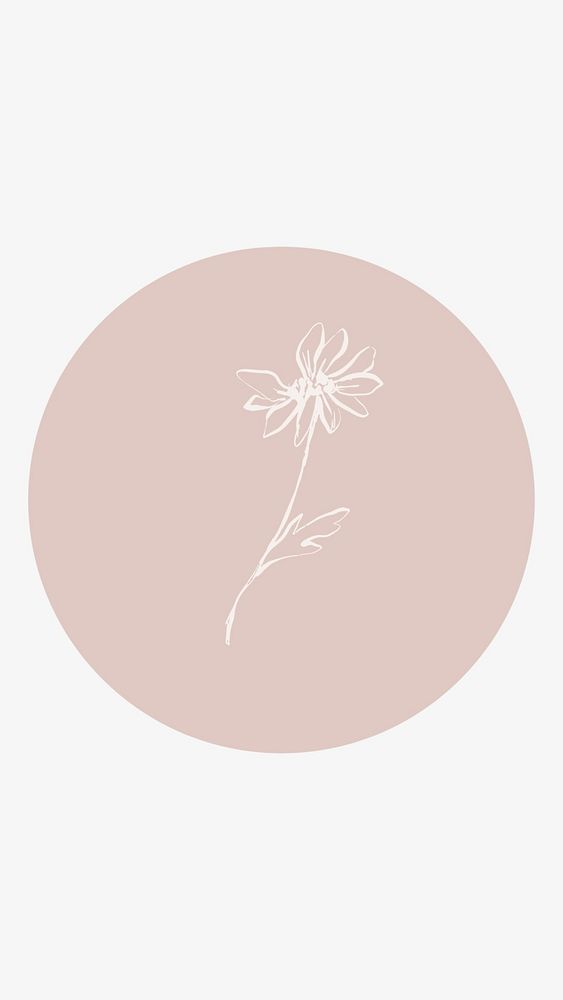 Plant pink Instagram story highlight cover, line art icon illustration