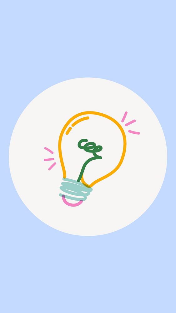 Ideas colorful Instagram story highlight cover, line art icon illustration
