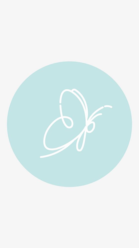 Butterfly doodle Instagram story highlight cover, line art icon illustration