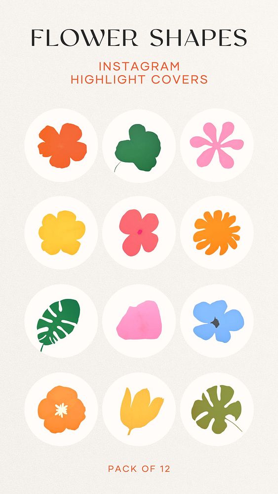 Flower shapes Instagram story highlight cover template set