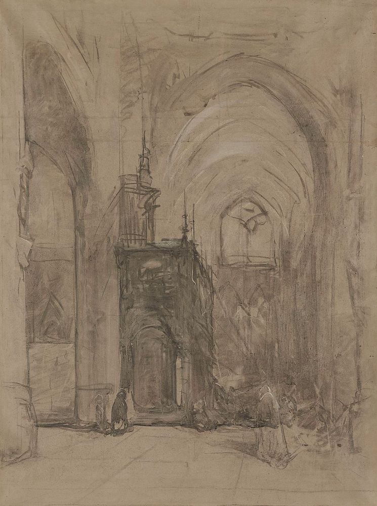 Gezicht op het oxaal van de St Janskerk te 's-Hertogenbosch (1827 - 1891) by Johannes Bosboom