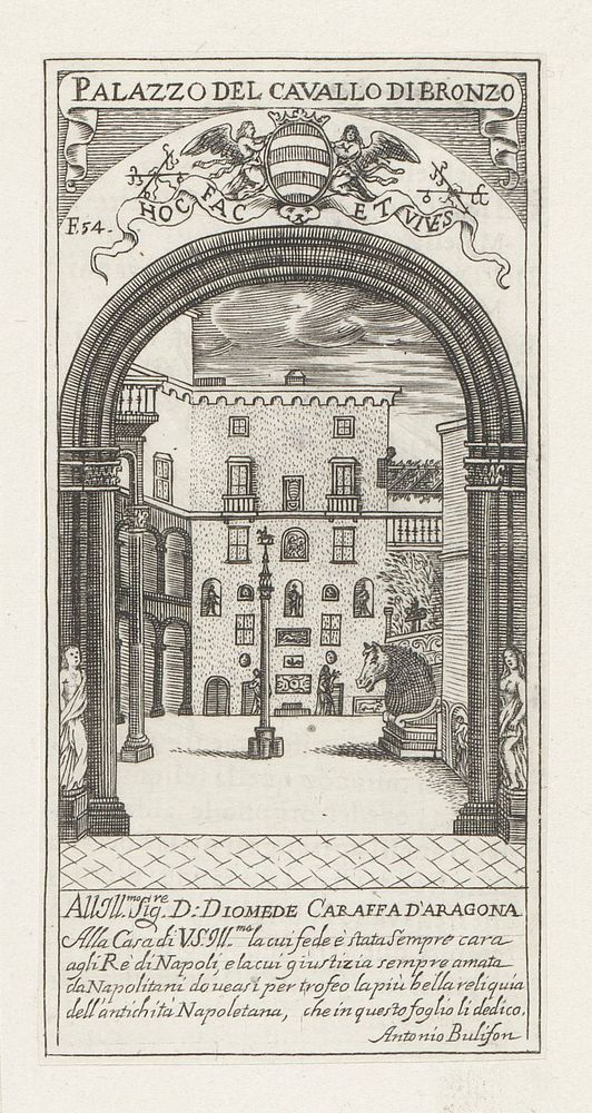 Palazzo Diomede Carafa (1659 - 1707) by anonymous, Diomede Carafa and Antonio Bulifon