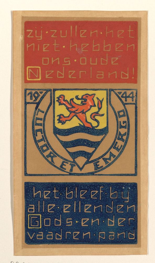 Pamflet met wapen van Zeeland, 1944 (1944) by anonymous