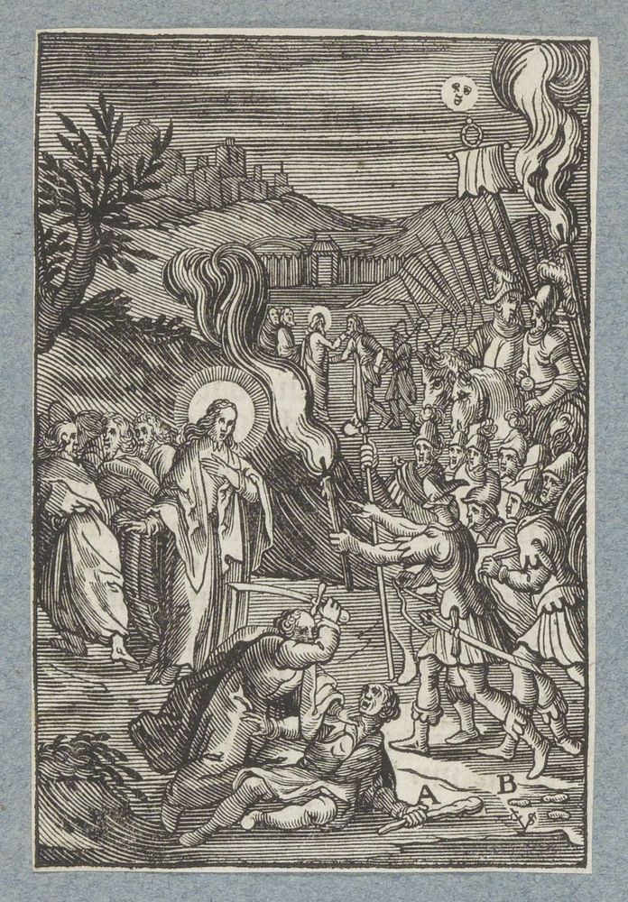 Petrus hakt het oor van Malchus af (1629) by Christoffel van Sichem II, Hieronymus Wierix, Bernardino Passeri and Pieter…
