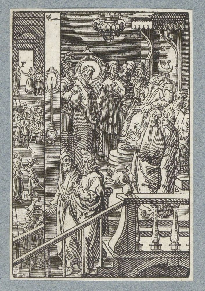 Christus voor Kajafas gebracht (1629) by Christoffel van Sichem II, Hieronymus Wierix, Bernardino Passeri and Pieter Jacobsz…