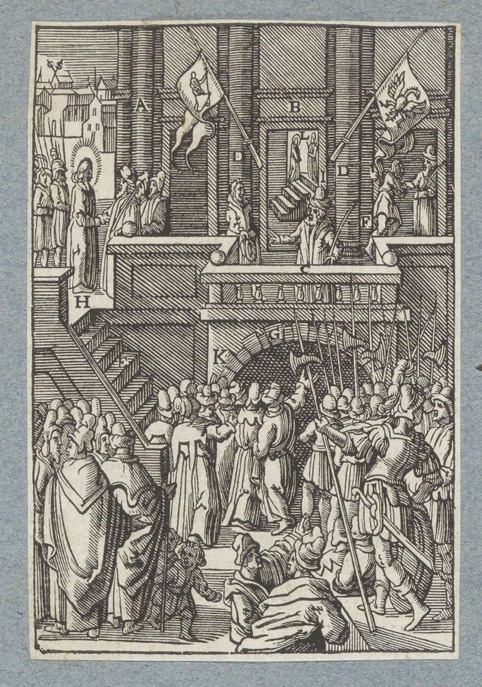 Christus voor Pilatus (1629) by Christoffel van Sichem II, Hieronymus Wierix, Bernardino Passeri and Pieter Jacobsz Paets
