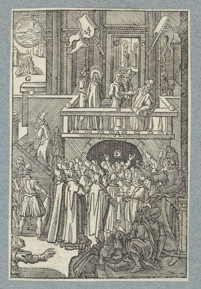 Christus aan het volk getoond (1629) by Christoffel van Sichem II, Hieronymus Wierix, Bernardino Passeri and Pieter Jacobsz…