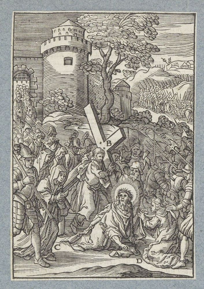 Christus valt tijdens de kruisdraging (1629) by Christoffel van Sichem II, Hieronymus Wierix, Bernardino Passeri and Pieter…
