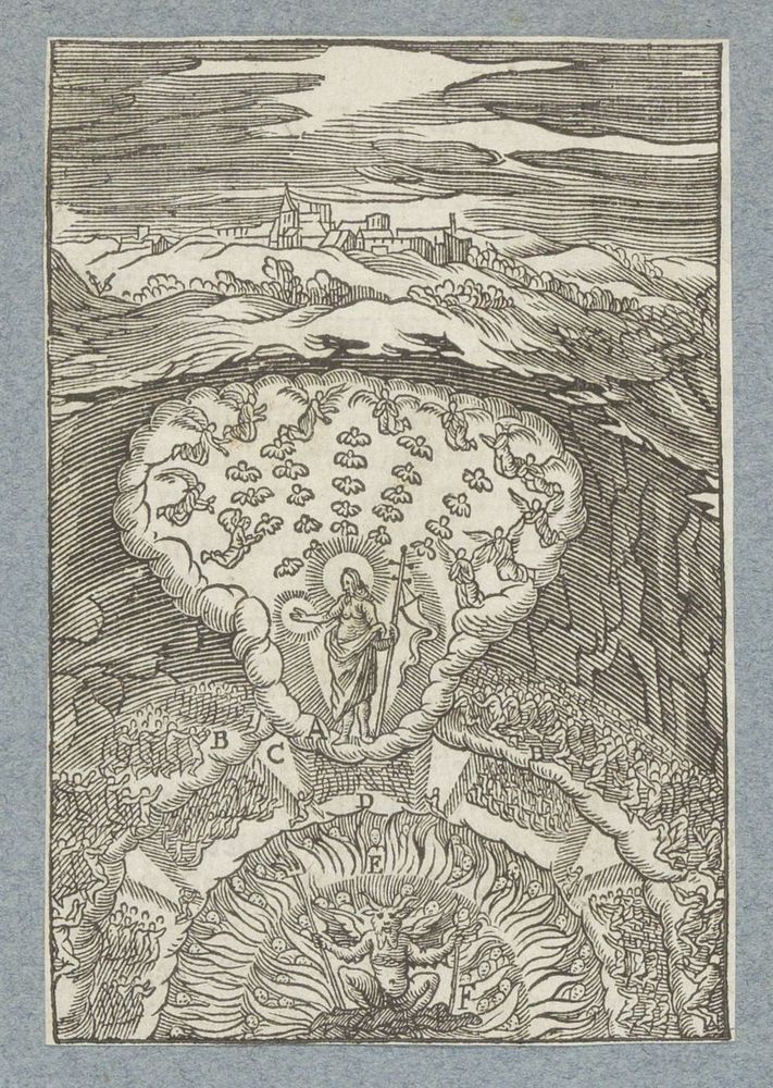 Christus in het voorgeborchte (1629) by Christoffel van Sichem II, Antonie Wierix II, Bernardino Passeri and Pieter Jacobsz…