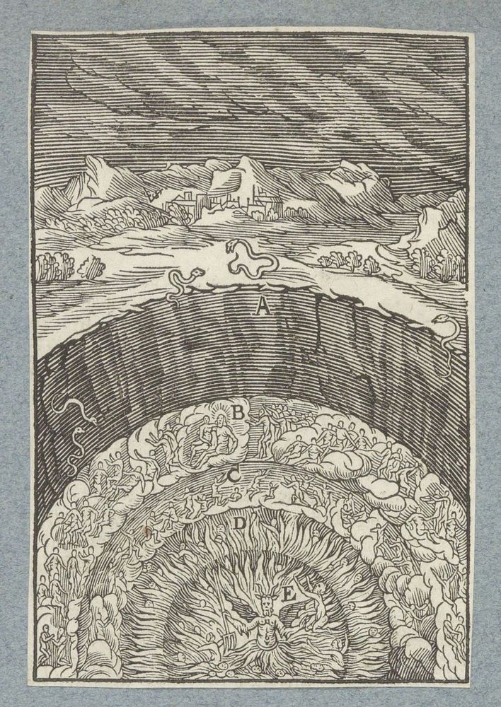 Lazarus in de hemel en de rijke man in de hel (1629) by Christoffel van Sichem II, Johannes Wierix, Bernardino Passeri and…