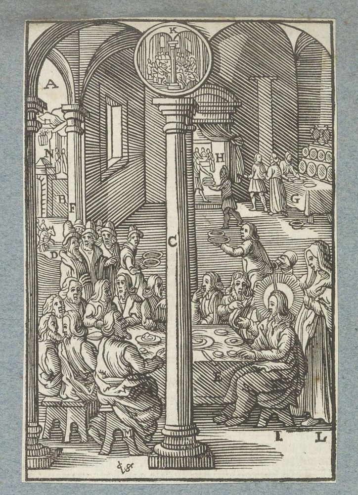 Christus aan de maaltijd in het huis van Simon in Betanië (1629) by Christoffel van Sichem II, Antonie Wierix II, Bernardino…