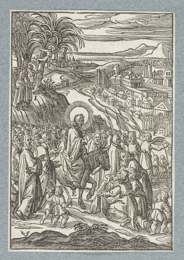 Intocht in Jeruzalem (1629) by Christoffel van Sichem II, Hieronymus Wierix, Bernardino Passeri and Pieter Jacobsz Paets