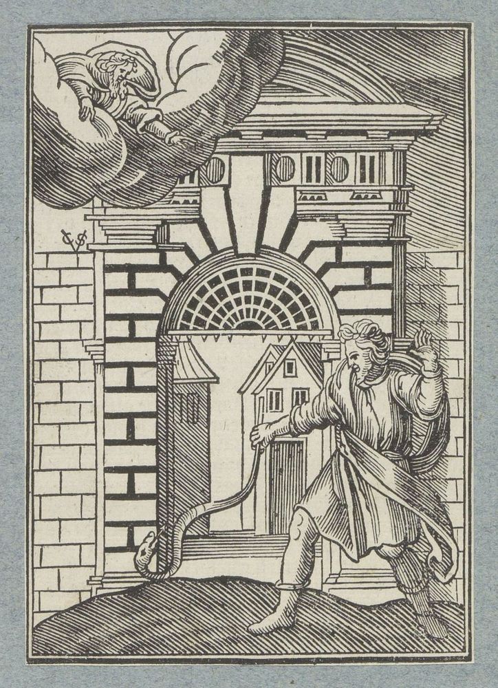 God de Vader verandert Mozes' staf in een slang (1645 - 1646) by Christoffel van Sichem II, Christoffel van Sichem III and…