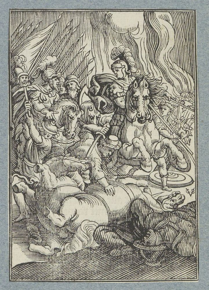 Judas de Makkabeeër en de wit geklede ruiter verslaan Lysias (1645 - 1646) by Christoffel van Sichem II, Christoffel van…