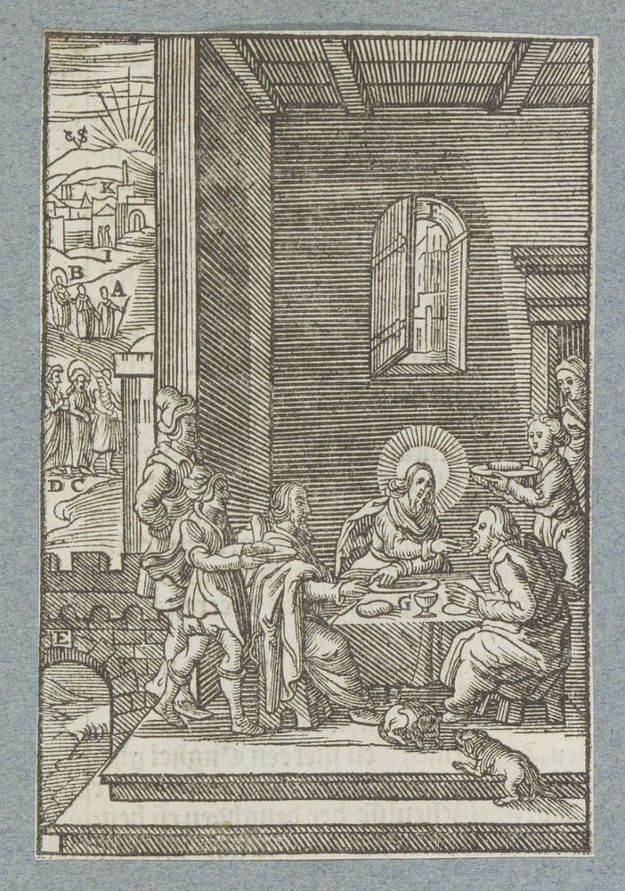 Maaltijd in Emmaüs (1629) by Christoffel van Sichem II, Antonie Wierix II, Bernardino Passeri and Pieter Jacobsz Paets