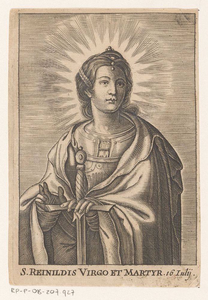 Heilige Reinildis van Saintes (in or after 1626) by anonymous, Pieter de Jode I and Jan van Mechelen