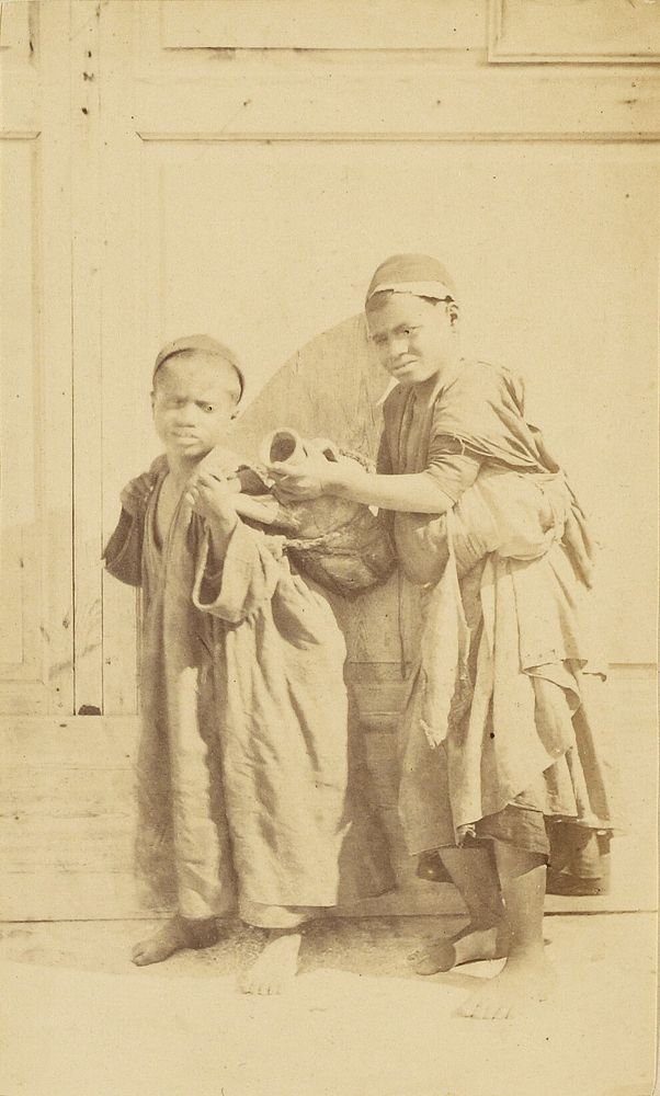 Portrait of two children by Baron Paul des Granges
