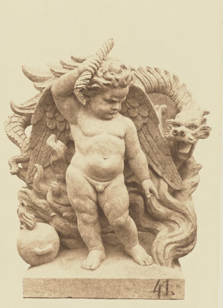 "Le Feu", Sculpture by Henri-Frédéric Iselin, Decoration of the Louvre, Paris by Édouard Baldus