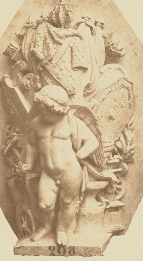 "Enfant et attributs", Sculpture by Georges Diébolt, Decoration of the Louvre, Paris by Édouard Baldus