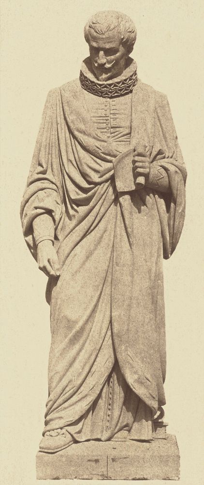 "De Thou", Statue by Auguste Louis Deligand, Decoration of the Louvre, Paris by Édouard Baldus