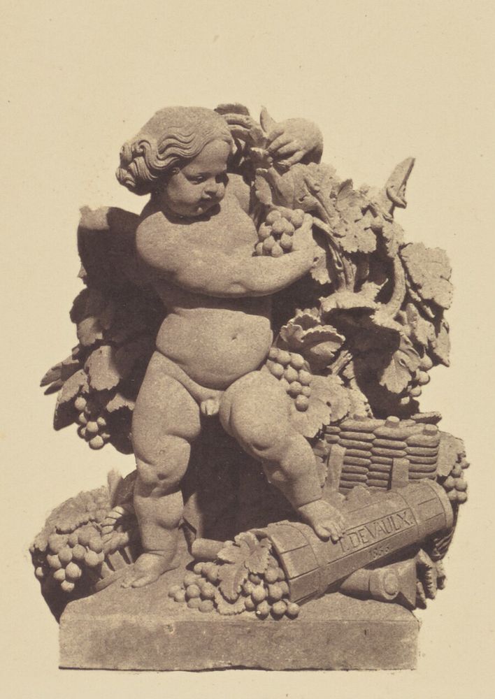"La Vendange", Sculpture by Théodore François Devaulx, Decoration of the Louvre, Paris by Édouard Baldus