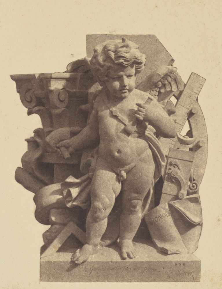 "La Pierre", Sculpture by Auguste Poitevin, Decoration of the Louvre, Paris by Édouard Baldus