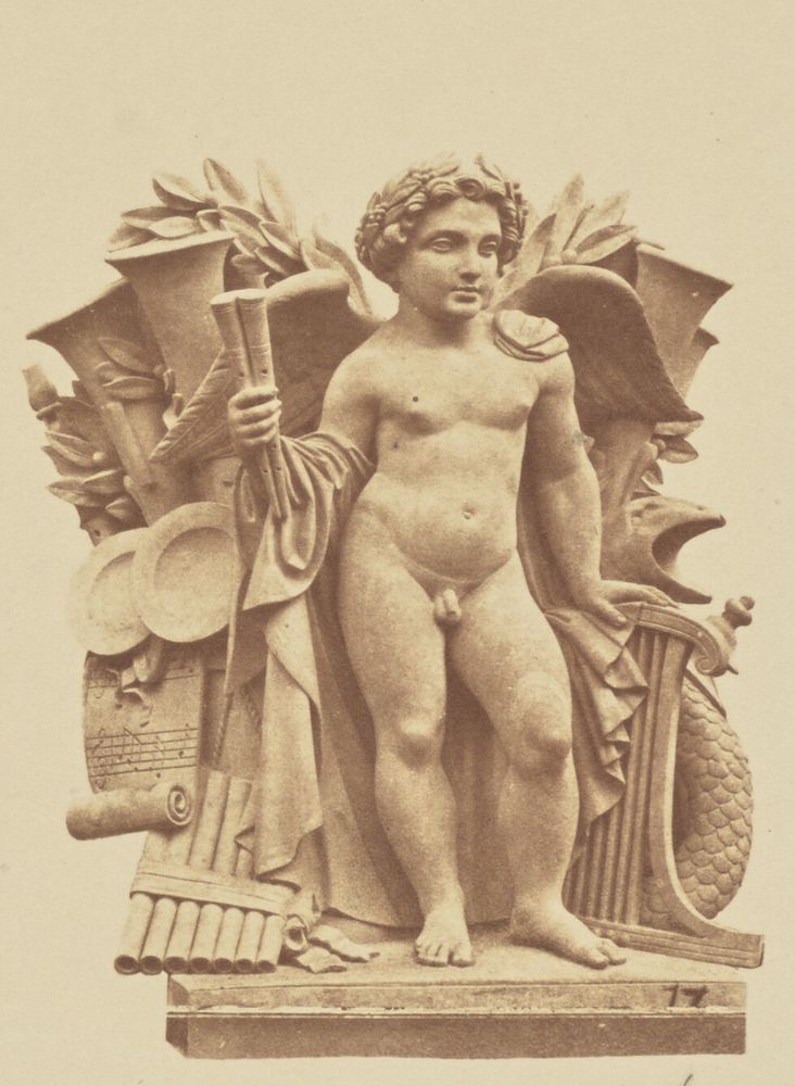 "La Musique", Sculpture by Henri Joseph Daniel, Decoration of the Louvre, Paris by Édouard Baldus