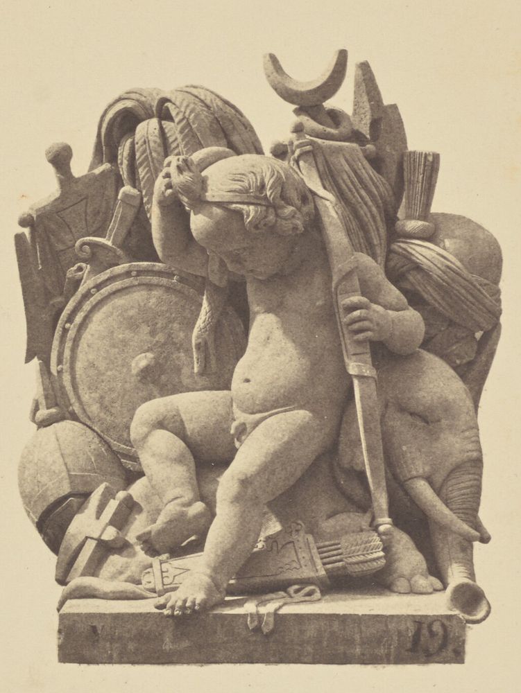 "L'Asie", Sculpture by Carl Elshoecht, Decoration of the Louvre, Paris by Édouard Baldus