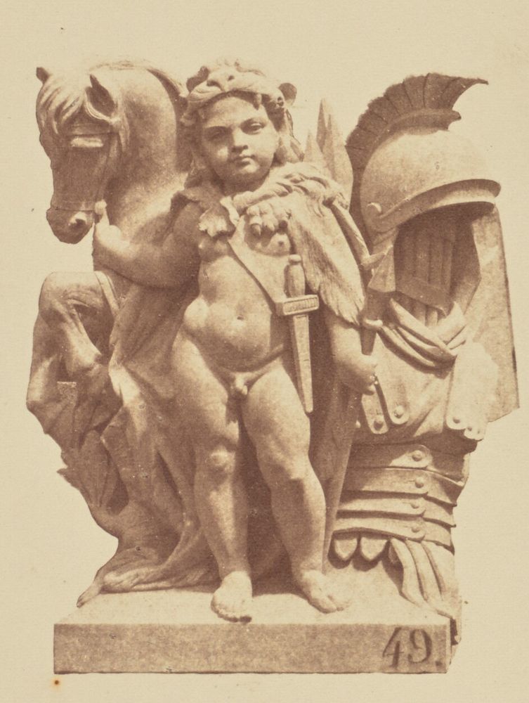 "Les Combats", Sculpture by Edme Sornet, Decoration of the Louvre, Paris by Édouard Baldus