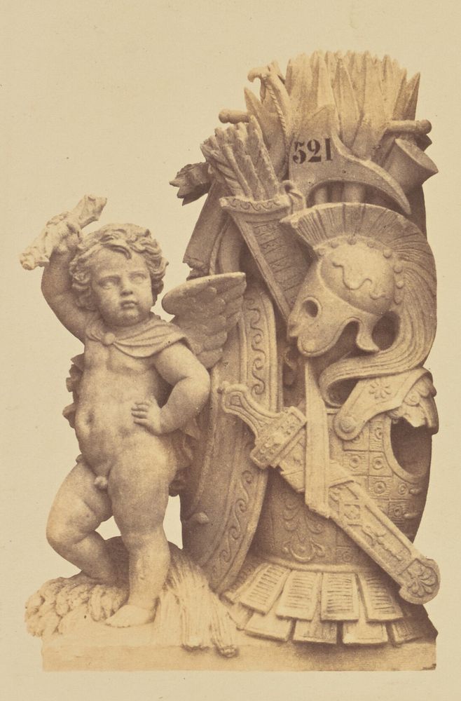 "La Guerre", Sculpture by Augustin Alexandre Dumont, Decoration of the Louvre, Paris by Édouard Baldus