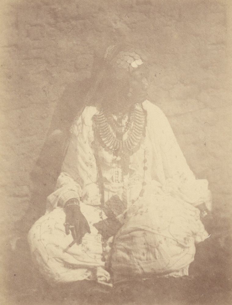 Portrait of a Native Woman Sitting Against a Wall by Théodule Devéria