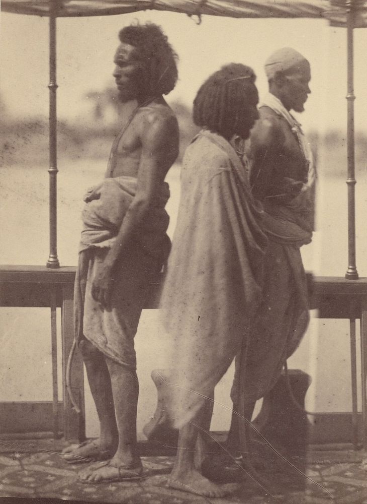 Portrait of Three Native Men Standing in Profile by Théodule Devéria