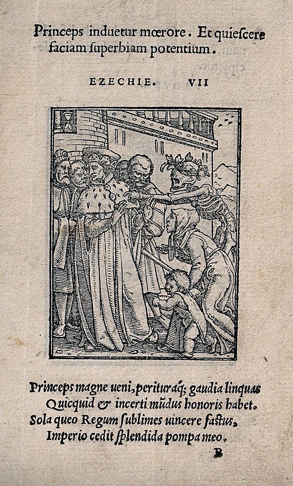 The dance of death: the duke. Woodcut by Hans Holbein the younger.