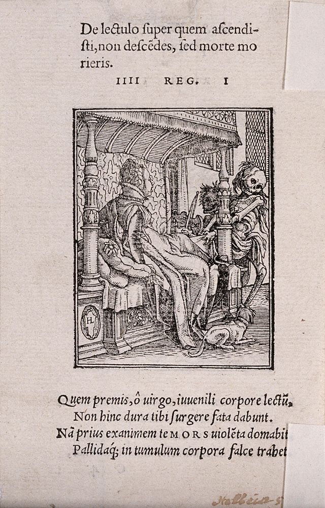 The dance of death: the duchess. Woodcut by Hans Holbein the younger.