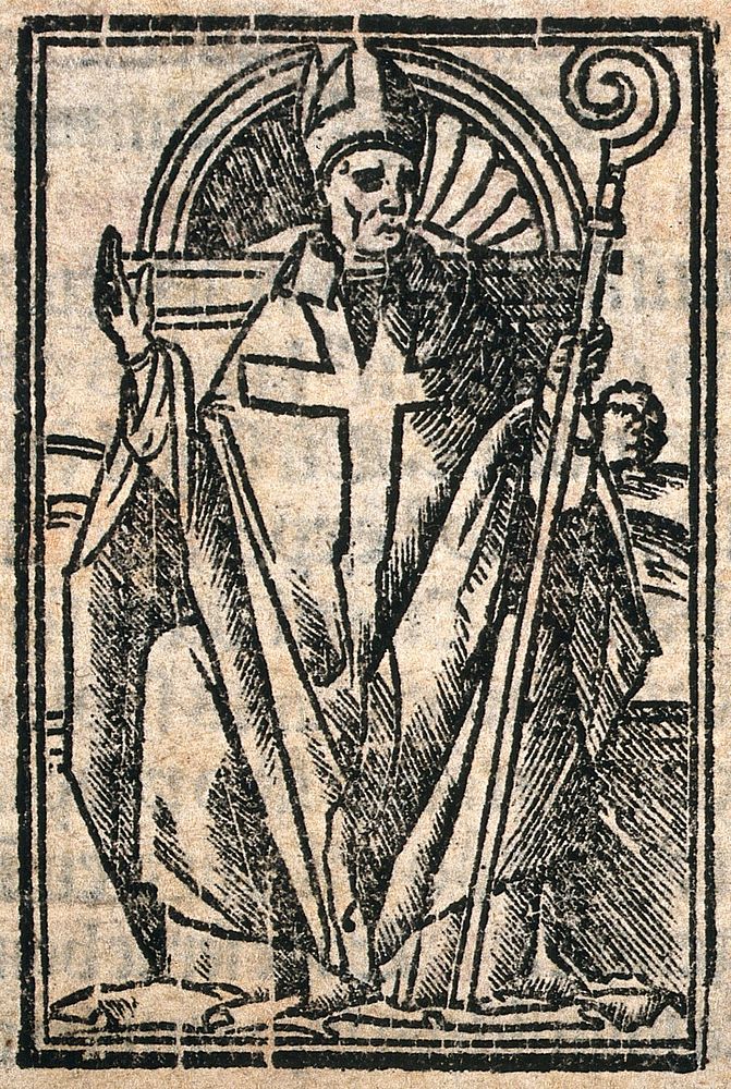 Saint Augustine of Hippo . Woodcut.