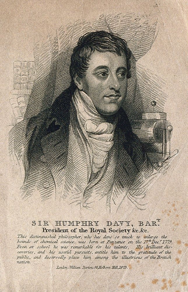 Sir Humphry Davy. Stipple engraving, 1823.