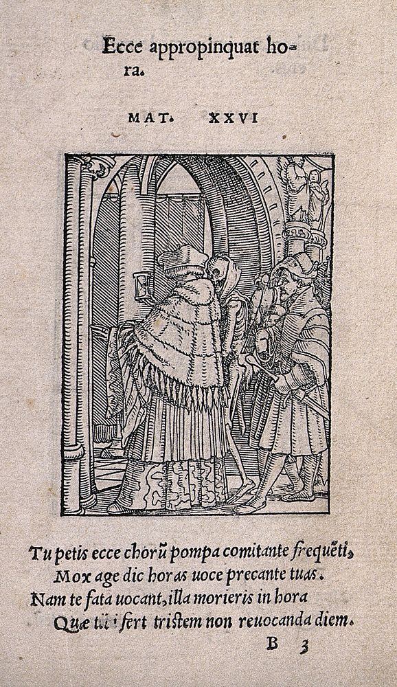 The dance of death: the canon. Woodcut by Hans Holbein the younger.
