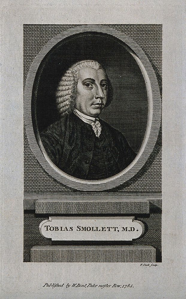 Tobias George Smollett. Line engraving by T. Cook, 1785.