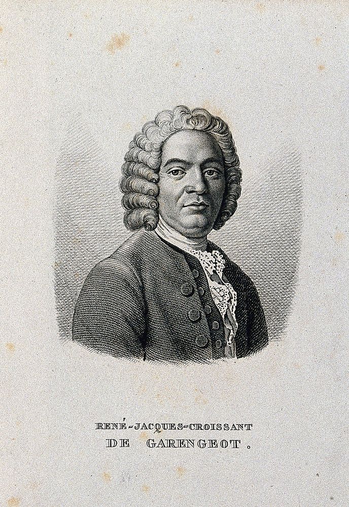 René Jacques Croissant de Garengeot. Stipple engraving by A. Tardieu.