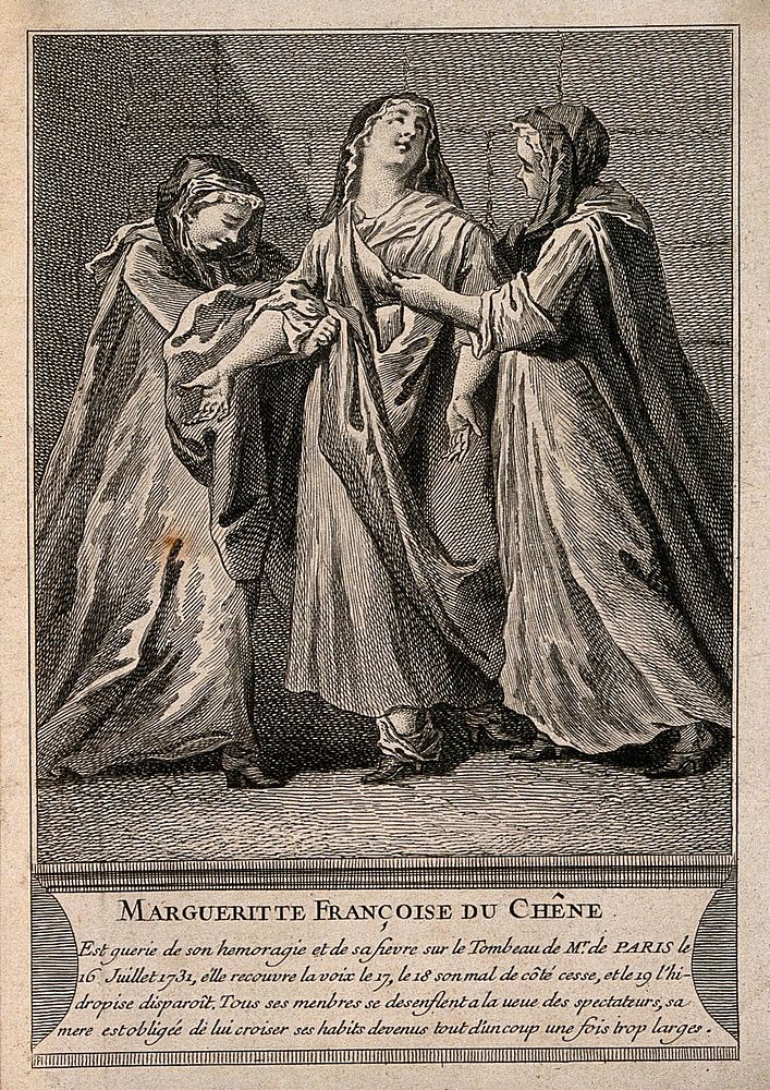 M.F. du Chêne miraculously cured from a variety of ailments (dropsy, hemorrhaging, aches and a disease of the lung) all…