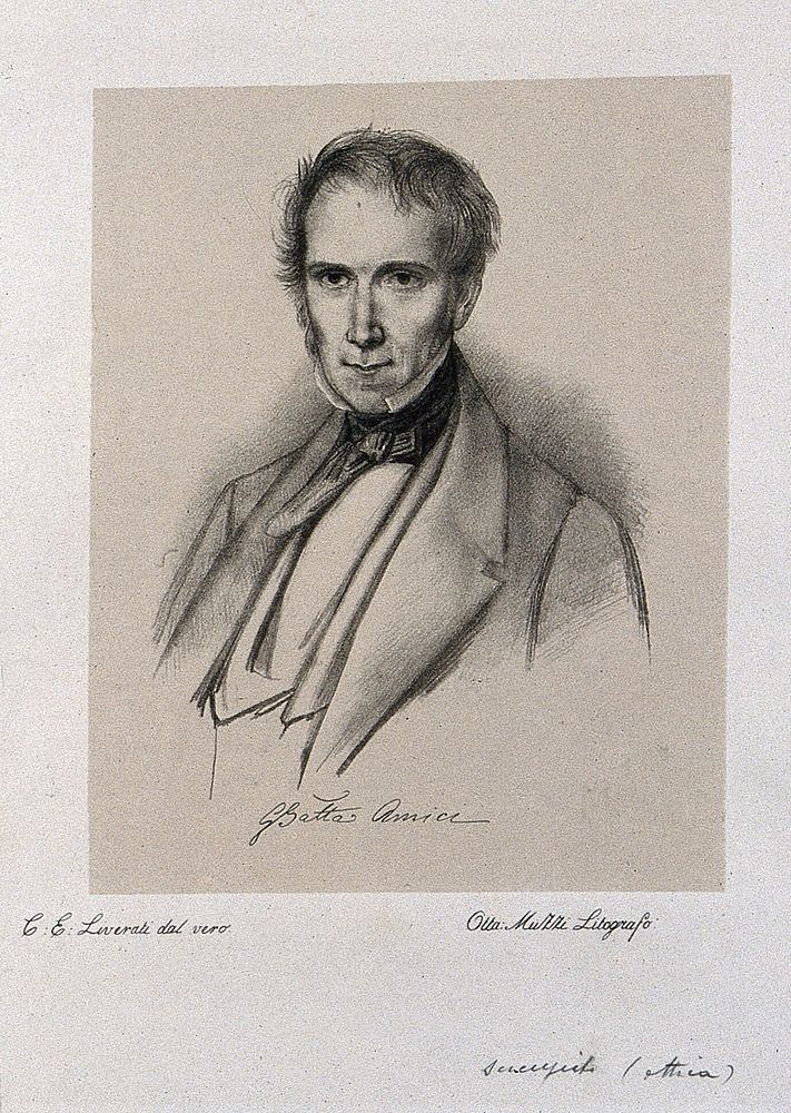 Giovanni Battista Amici. Lithograph by O. Muzzi after C. E. Liverati.