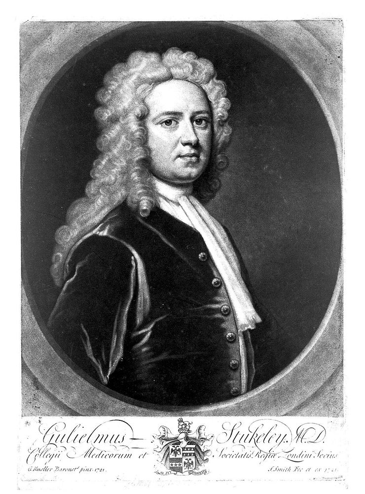 William Stukeley. Mezzotint by J. Smith, 1721, after Sir G. Kneller, 1721.